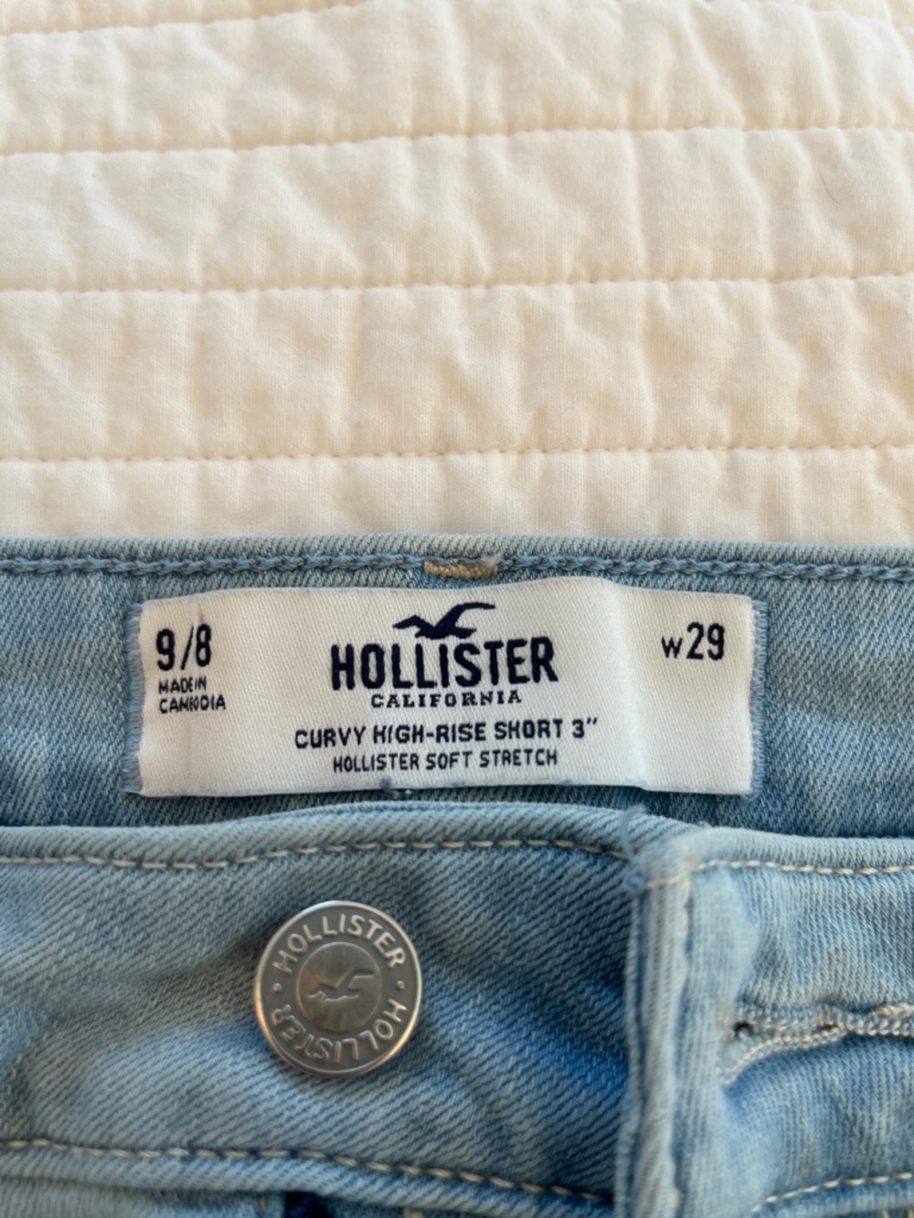 Hollister Light Wash Distressed Denim Shorts - Pale Blue - Picture 2 of 5